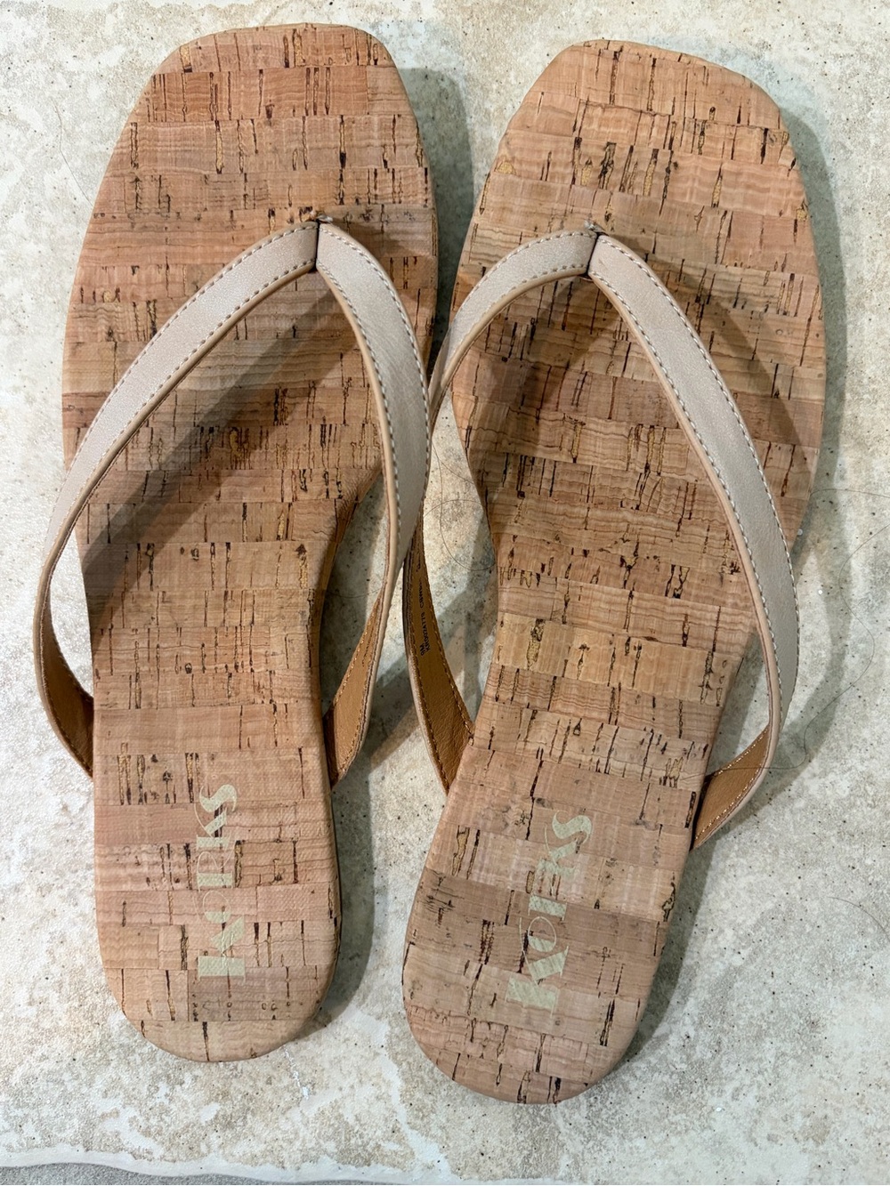Kork-Ease Neutral Beige Cork Thong Sandals